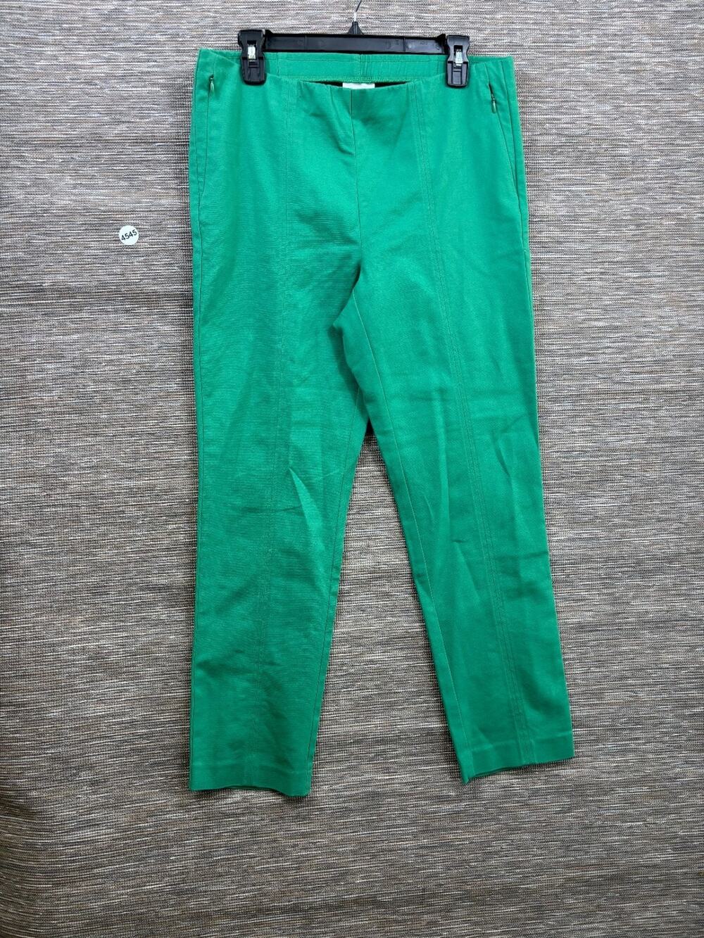 J Jill Essential Cotton Stretch Pants Womens Size 12 Green Pull On Straight Leg